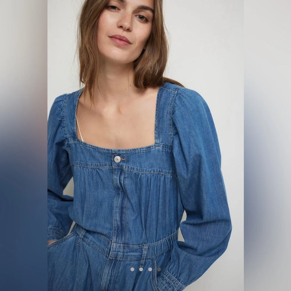 Free people we the free Clara Denim Jumpsuit